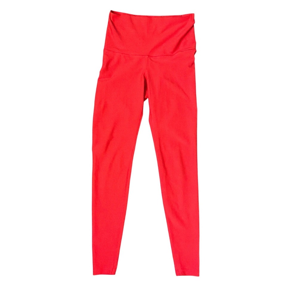 Old Navy Active Go-Dry High Waisted Leggings Red Small Side Pocket Athletic